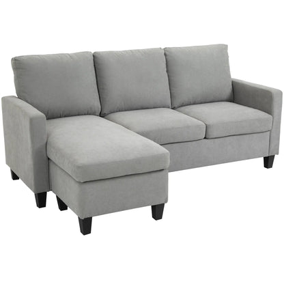 L-Shape Sectional Sofa with Ottoman, Modern Living Room Couch, Light Grey 3-Seater Sofas Light Grey at Gallery Canada