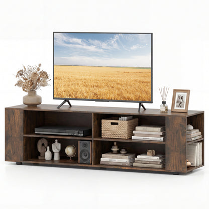 59 Inch Walnut Wood TV Stand, Console Storage Entertainment Media Entertainment Centers & TV Stands Walnut at Gallery Canada