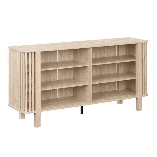 59 Inch TV Stand, Adjustable Shelves, Natural Entertainment Centers & TV Stands Natural at Gallery Canada