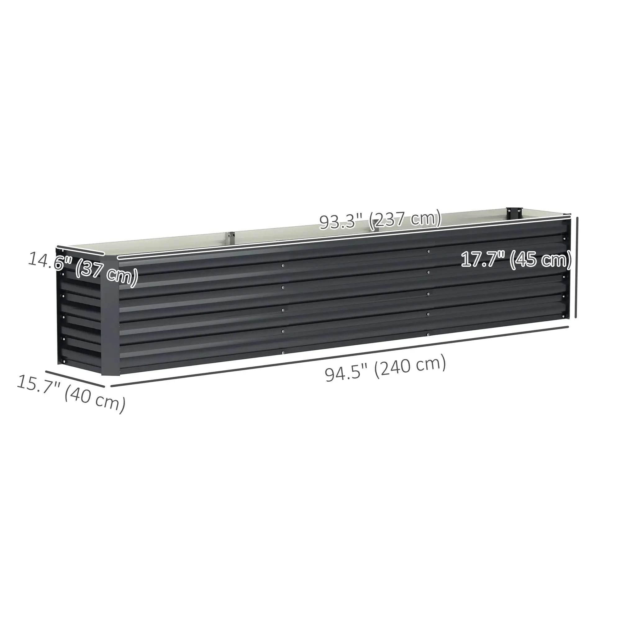 8 x 1.3 x 1.5ft Galvanized Raised Garden Bed, Outdoor Planter Box, Dark Grey Raised Garden Beds at Gallery Canada