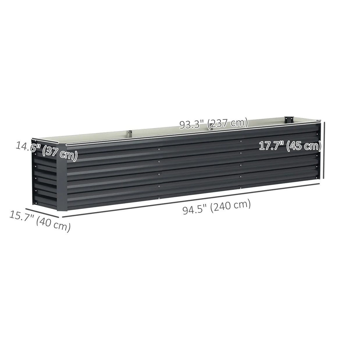 8 x 1.3 x 1.5ft Galvanized Raised Garden Bed, Outdoor Planter Box, Dark Grey Raised Garden Beds at Gallery Canada
