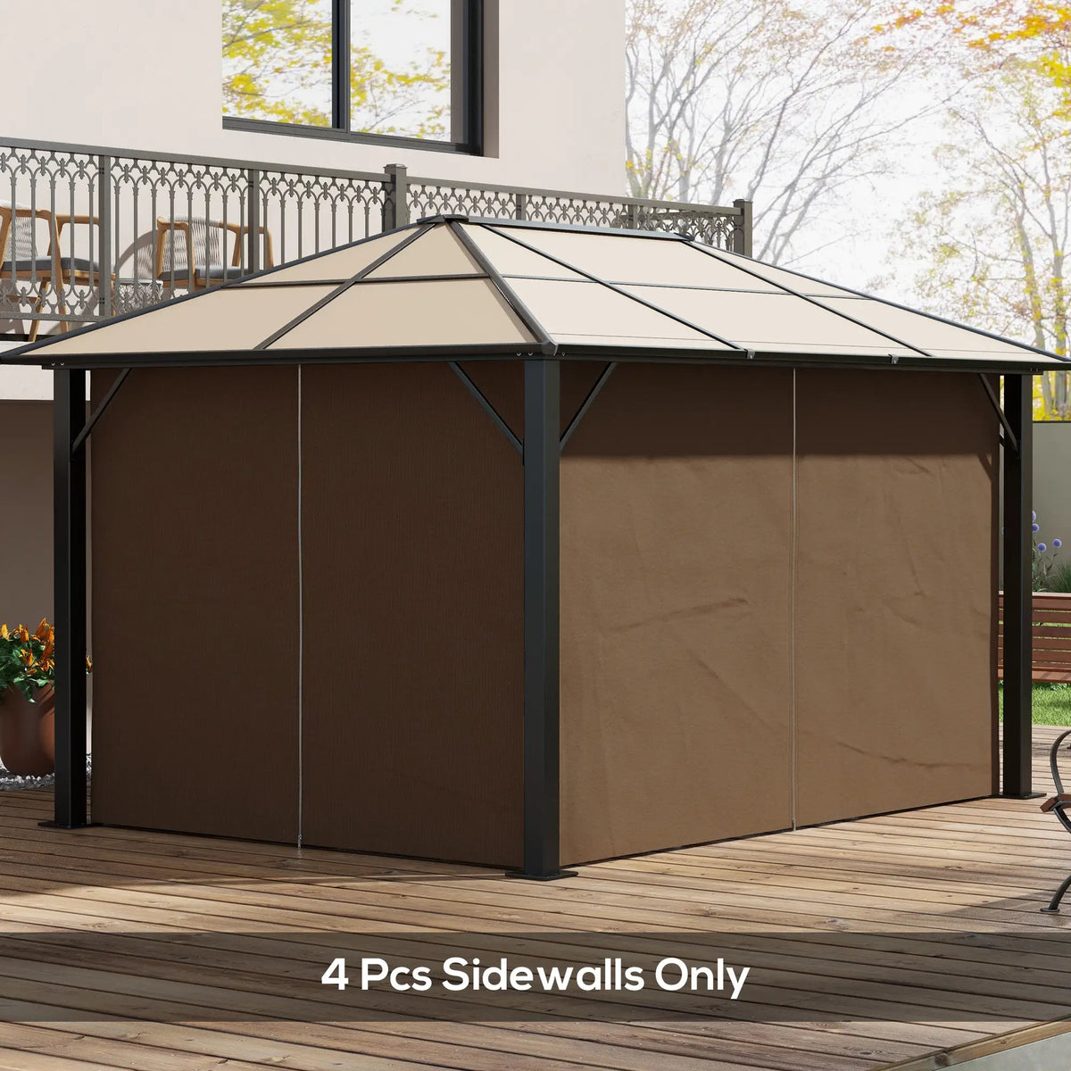4-Panel Gazebo Curtains, Privacy Sidewall for 10' x 13' Canopy, Dark Brown Gazebos at Gallery Canada