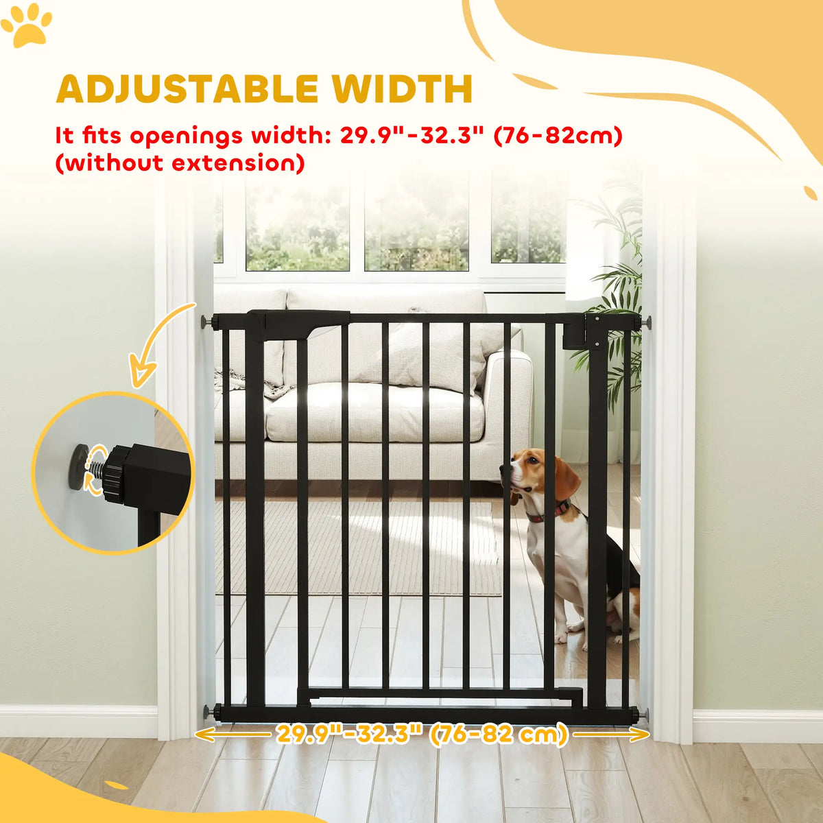 Baby Gate, Pet Safety Gate, 30"-32" Wide, Auto-Close, Black Pet Gates at Gallery Canada