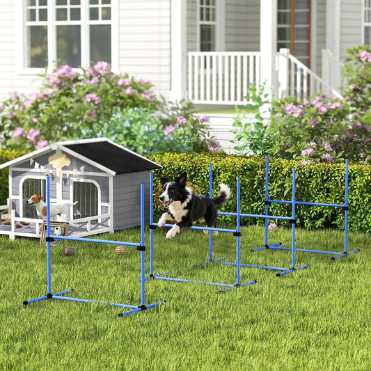 Dog Agility Training Set, 4 Adjustable Jump Bars, Exercise Kit, Blue Dog Agility Training Equipment Blue at Gallery Canada
