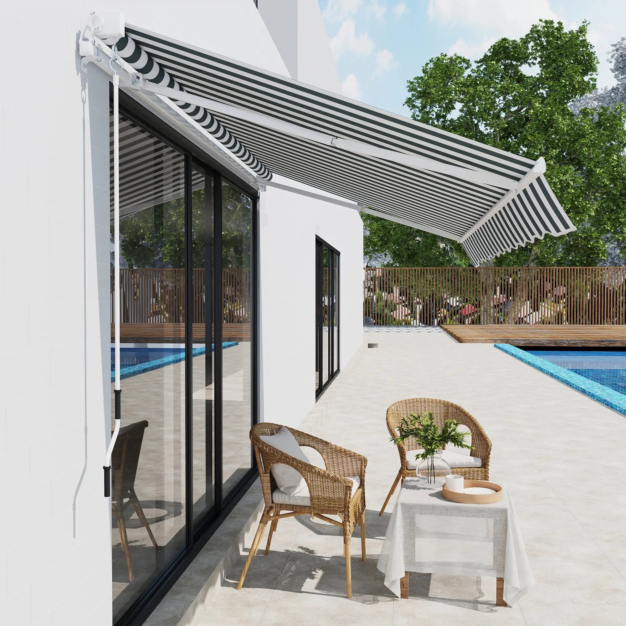 Retractable Patio Awning 8x7 ft, Water Resistant UV Aluminum Frame Deck Awnings at Gallery Canada