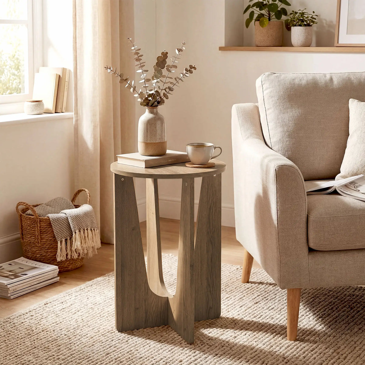 Round Side Table, Compact End Table, Curved Legs Side Tables at Gallery Canada