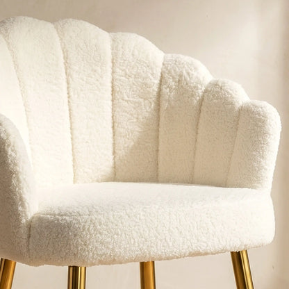 Accent Chair Petal-Back Design Modern Living Room Chair with Metal Legs Cream Accent Chairs at Gallery Canada