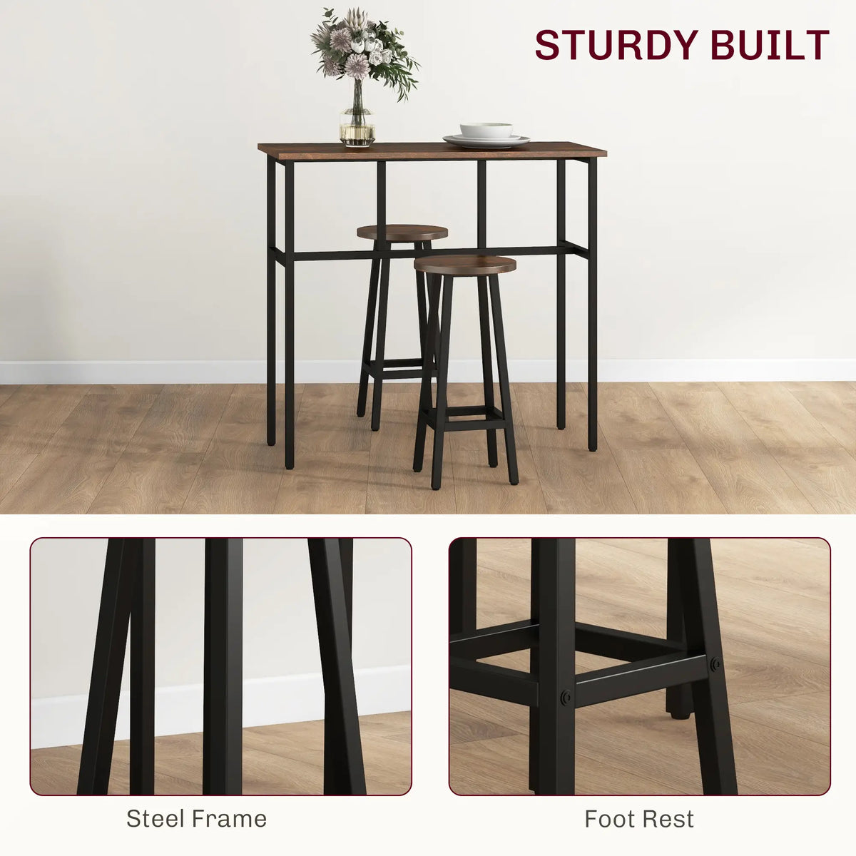 Bar Table Set, 6 Piece, Dining Room, Rustic Brown Bar Sets at Gallery Canada