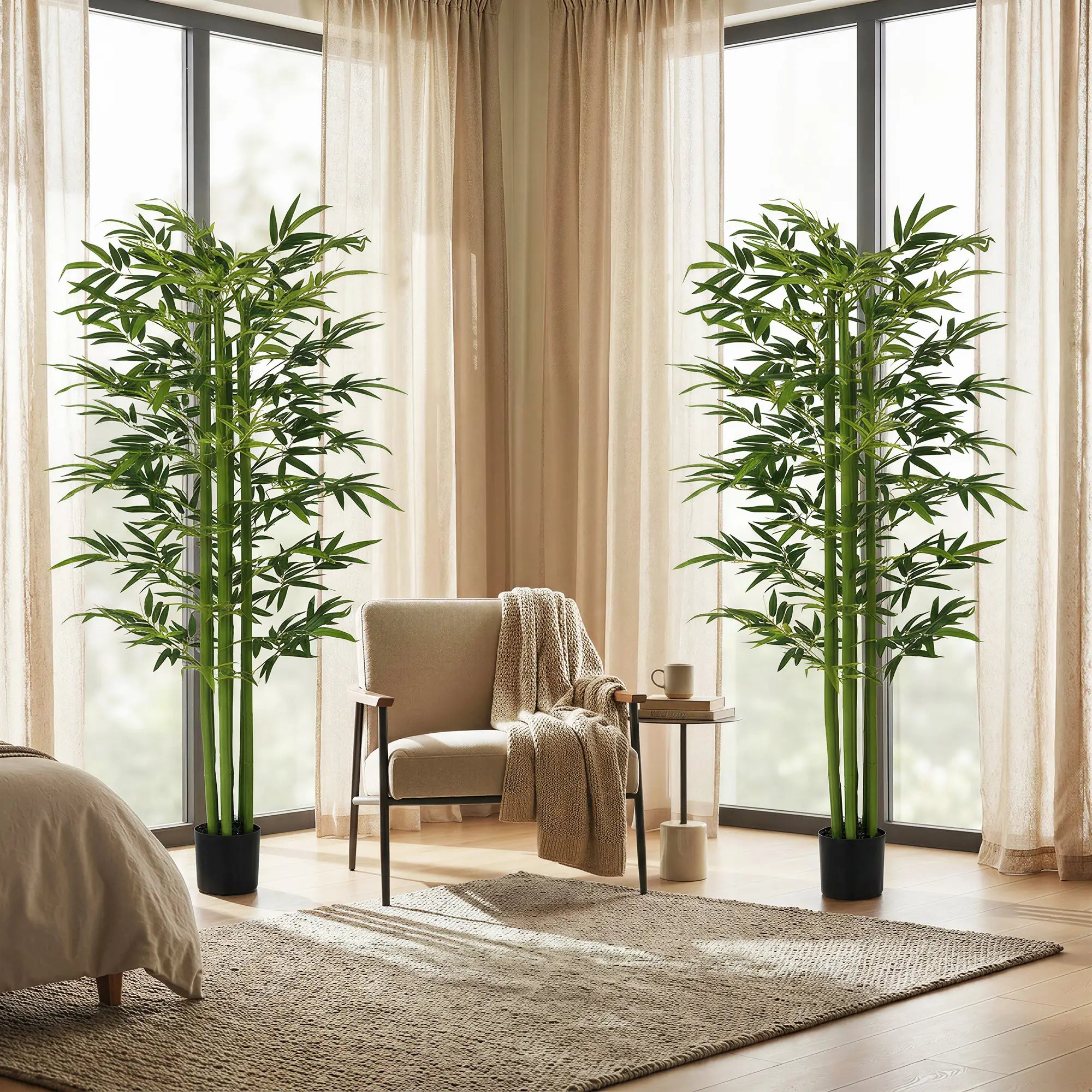 Indoor Fake Plants, Artificial Bamboo Tree with Adjustable Shape for Home Office Living Room Decor, Green Artificial Trees at Gallery Canada