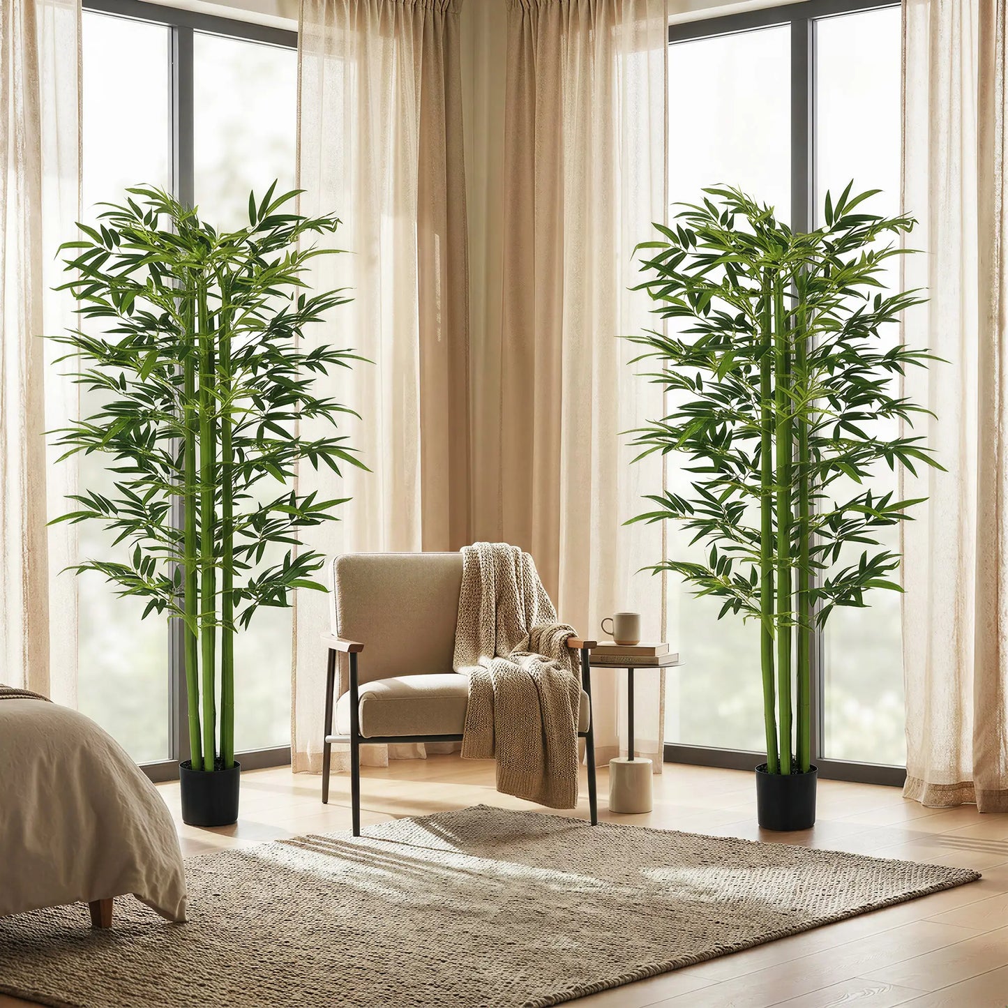Indoor Fake Plants, Artificial Bamboo Tree with Adjustable Shape for Home Office Living Room Decor, Green Artificial Trees at Gallery Canada