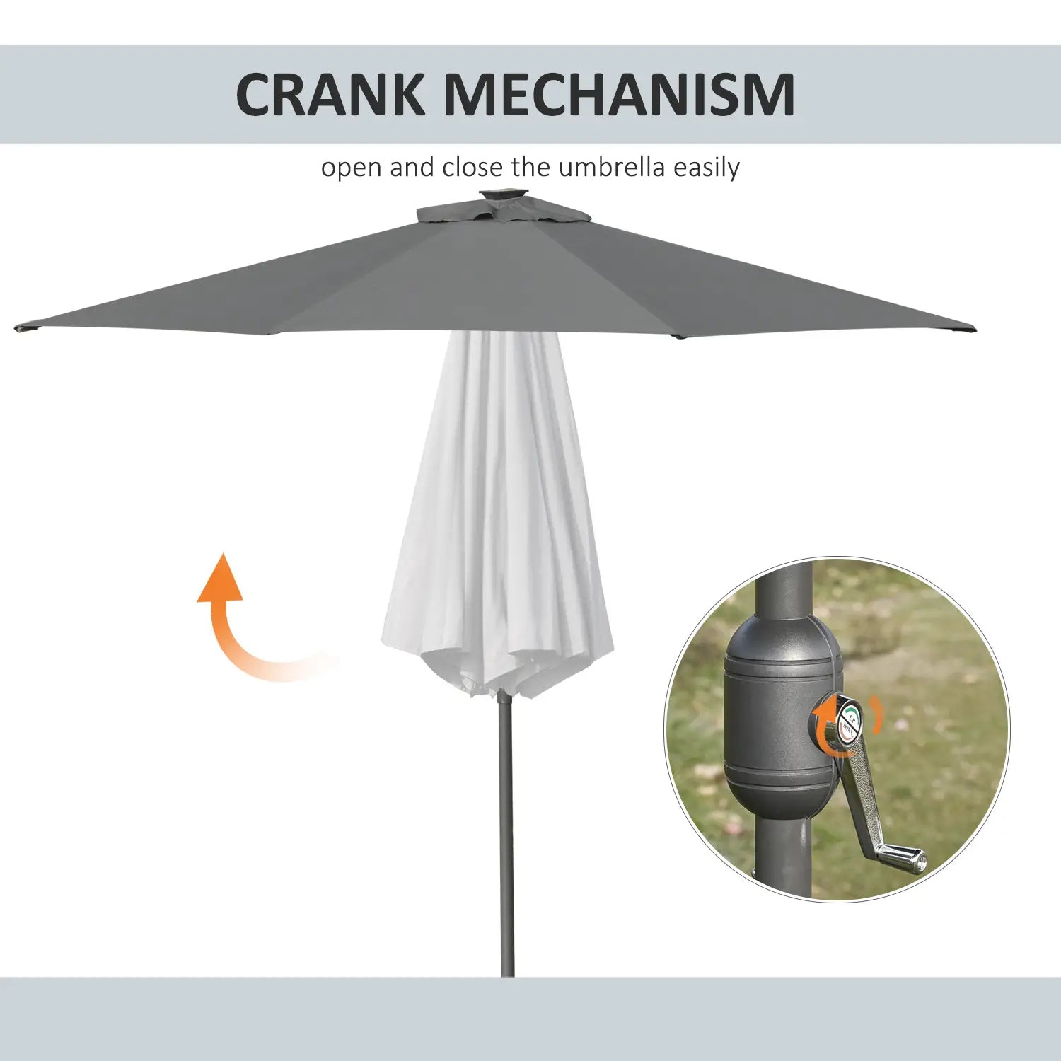 9ft Solar Patio Umbrella, 24 LED Lights, Tilt Canopy, Charcoal Grey Sun Umbrellas at Gallery Canada