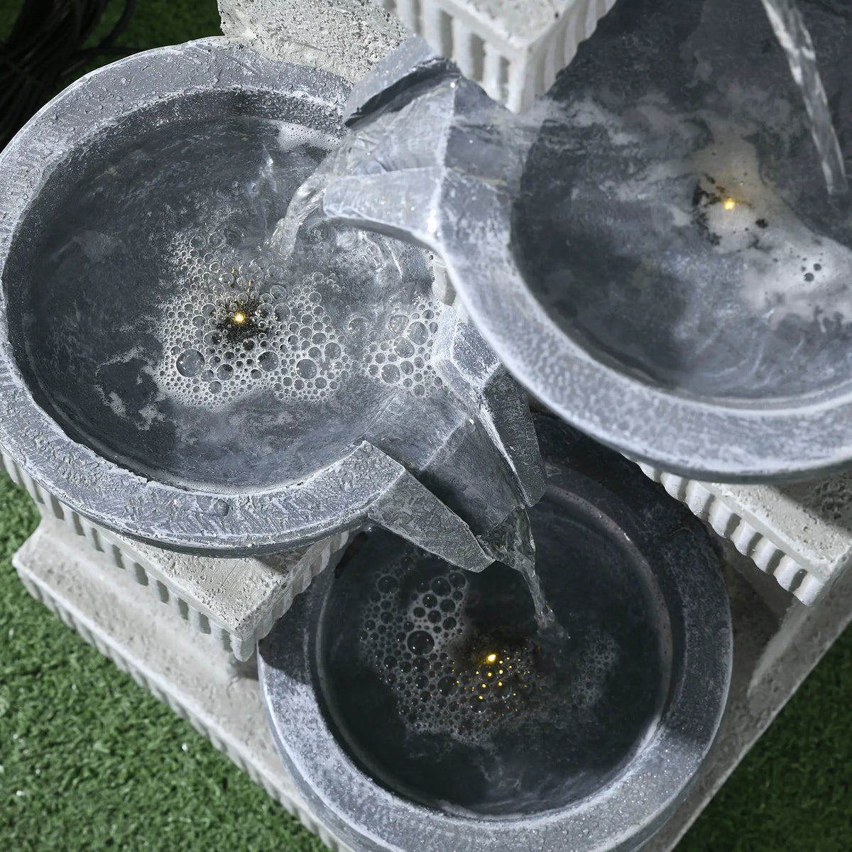 4-Tier Outdoor Jar Water Fountain, LED Lights, Adjustable Flow, 26.4-inch Water Fountains at Gallery Canada