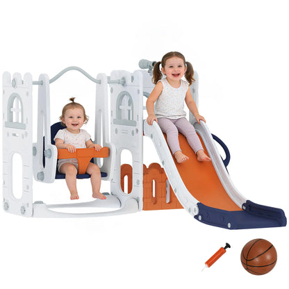6-In-1 Baby Swing Playset, Indoor Slide Swing Set, Orange Gym Sets & Swings at Gallery Canada