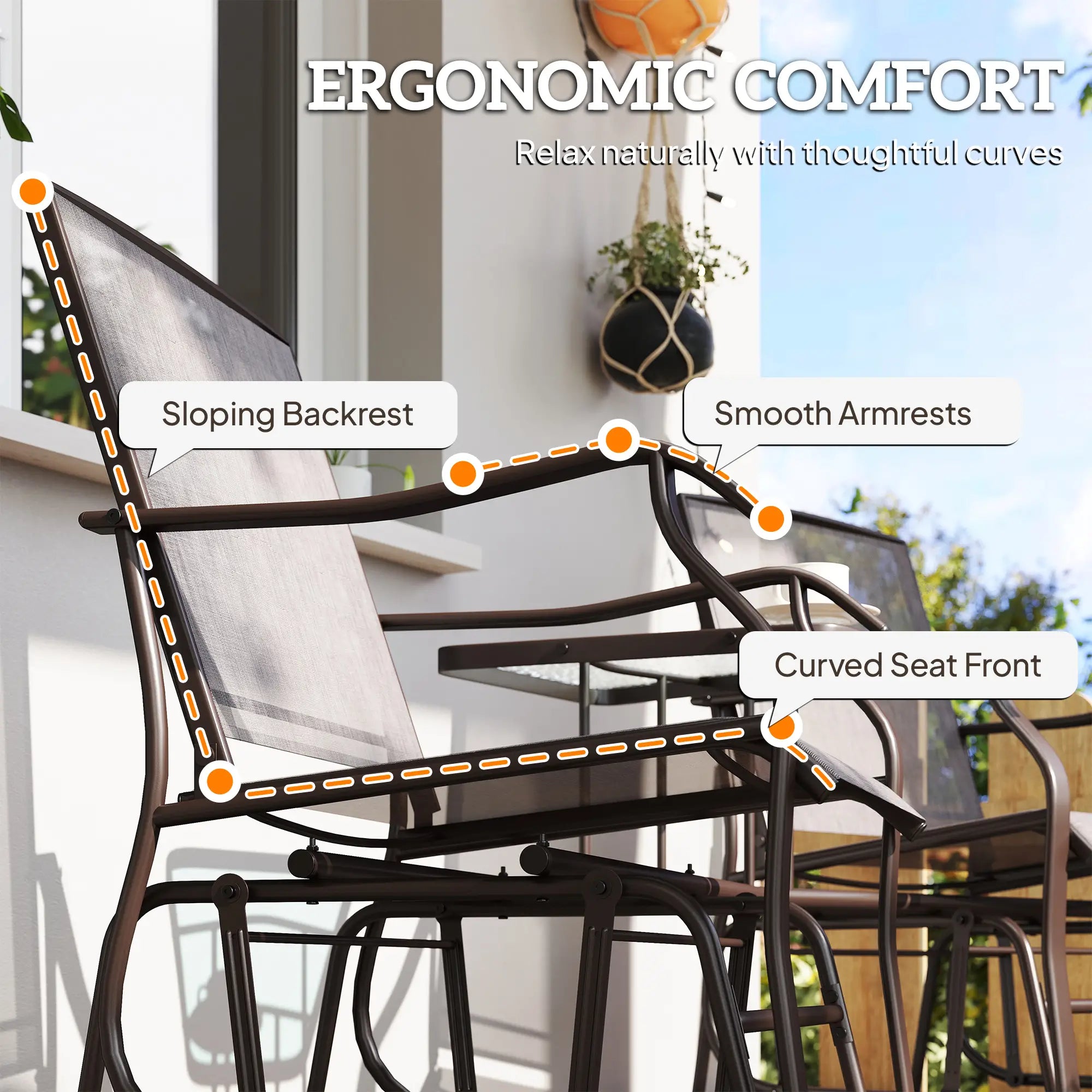 Double Patio Glider Chair with Glass Table, Grey Outdoor Gliders at Gallery Canada