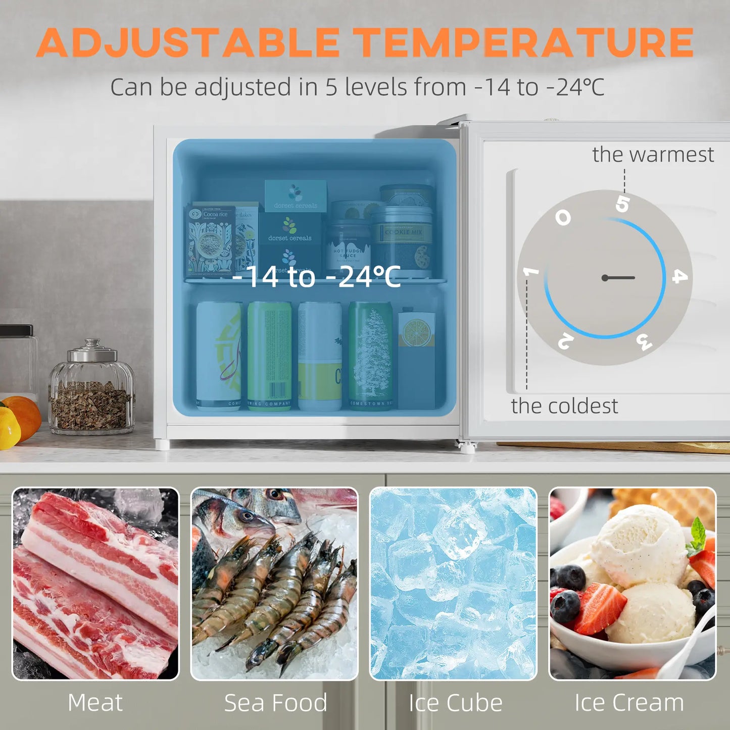 1.1 Cu. Ft. Mini Freezer, Compact Upright, Reversible Door, White Small Kitchen Appliances at Gallery Canada