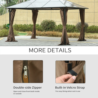 10' x 12' Gazebo Sidewall Set, 4 Panels, Hooks, C-Rings, Brown Gazebo Sidewalls at Gallery Canada