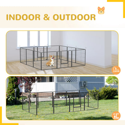 24 Panel 31.5" Heavy Duty Dog Playpen, Small Medium Dogs, Grey Houses, Kennels & Pens at Gallery Canada