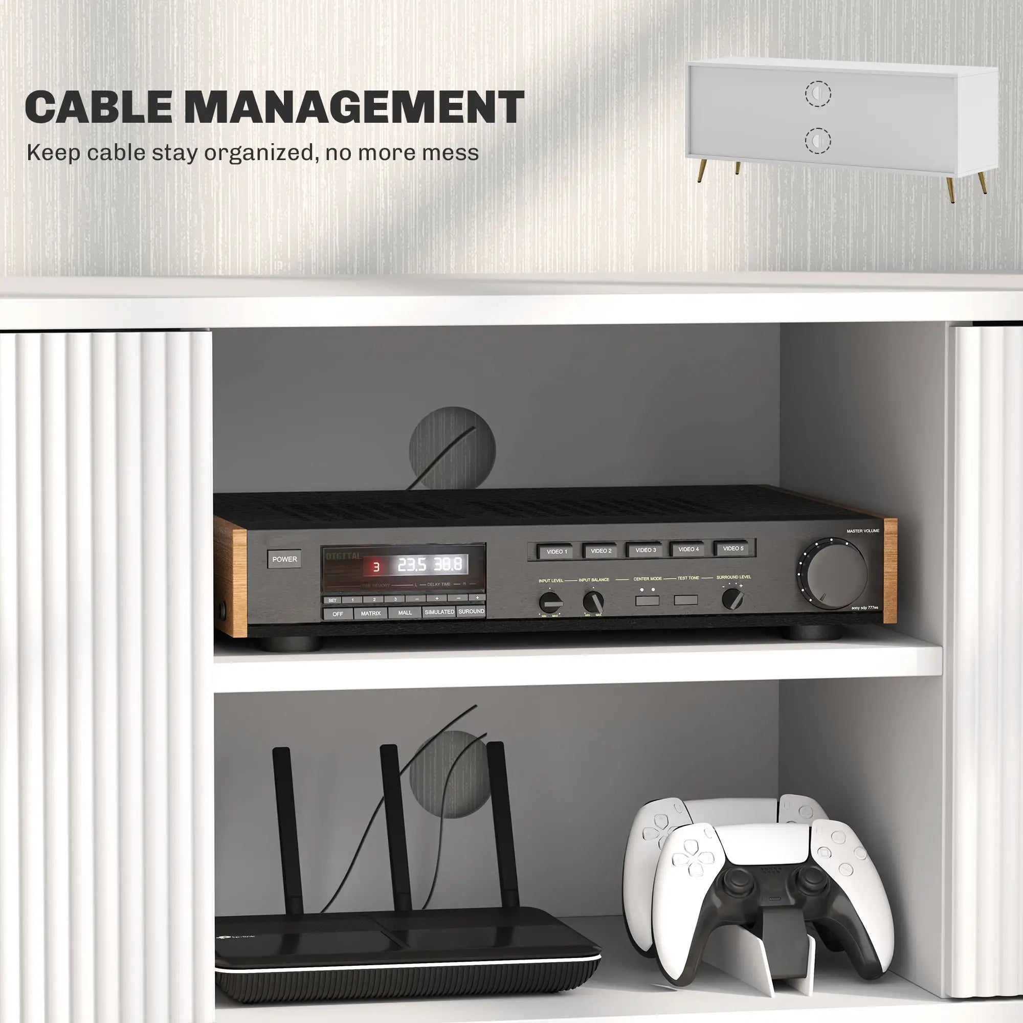 TV Stand for 55 Inch TV, Modern Cabinet with 2 Shelves, 2 Cabinets, White TV Stands at Gallery Canada
