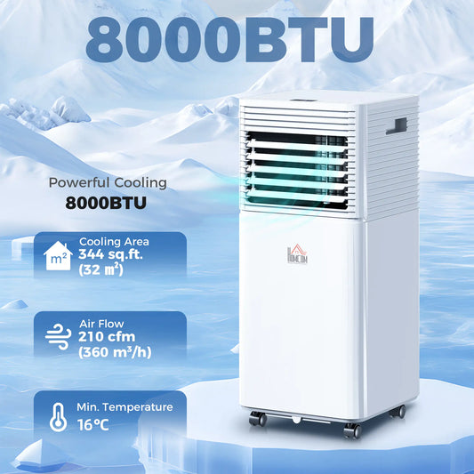 8000 BTU Portable Air Conditioner, Fan, Dehumidifier, Remote, 24H Timer, White Air Conditioner White at Gallery Canada