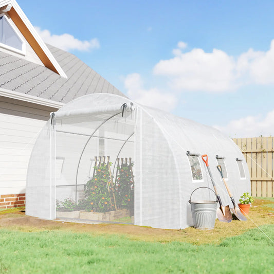 Walk-In Tunnel Greenhouse, 13'x9.8'x6.6', White Tunnel Greenhouses White, Silver at Gallery Canada