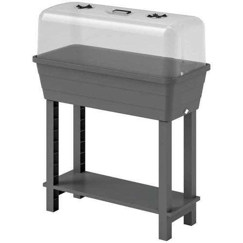 41L Self Watering Raised Garden Bed, Ventilation Lid, Dark Grey