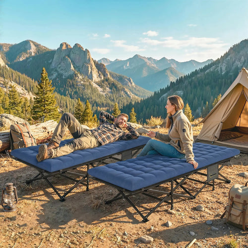 Set Of 2 Camping Cots With Soft Pad, 32
