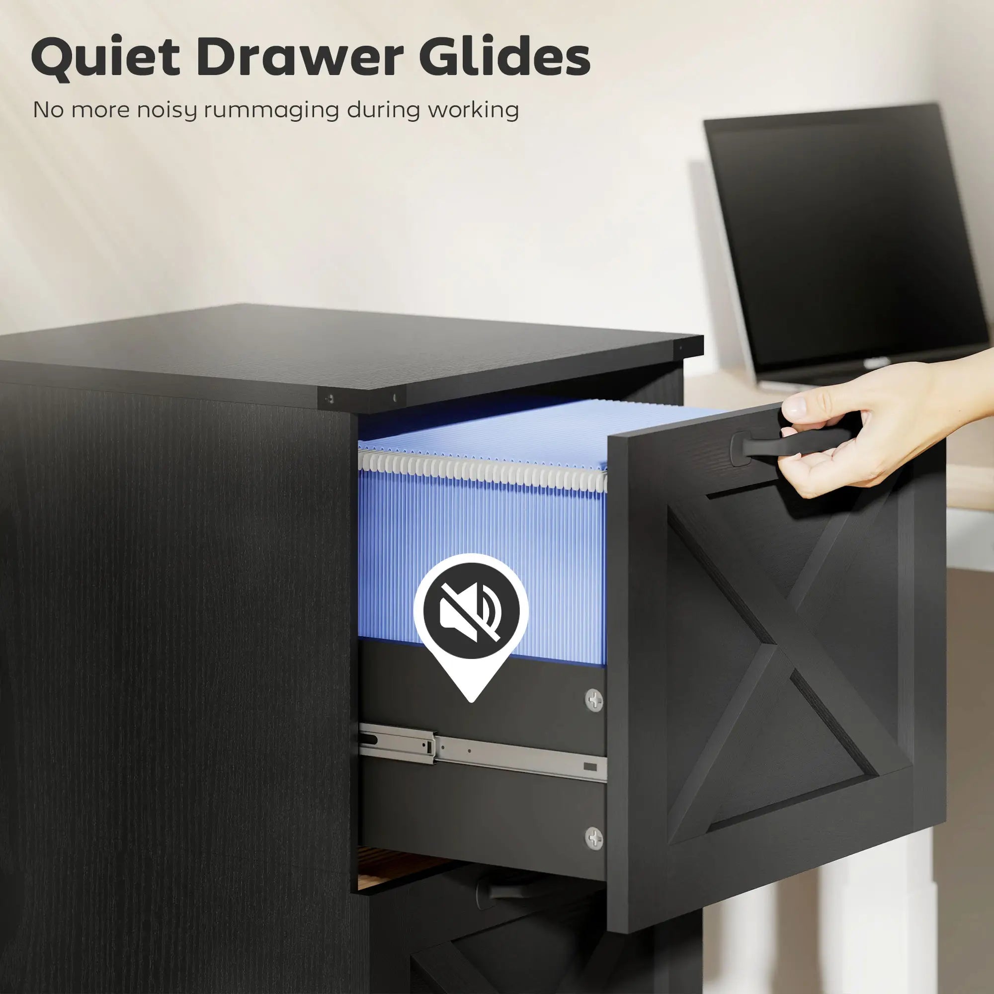 3 Drawer File Cabinet, Vertical Farmhouse, Letter/A4 Size, Black Office Cabinets & Cupboards at Gallery Canada