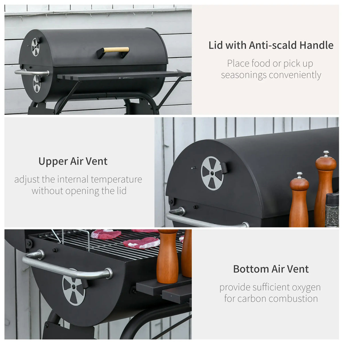 30" Charcoal Barbecue Grill With Wheels, Adjustable Rack, Storage Shelf, Charcoal Charcoal BBQ Grils at Gallery Canada