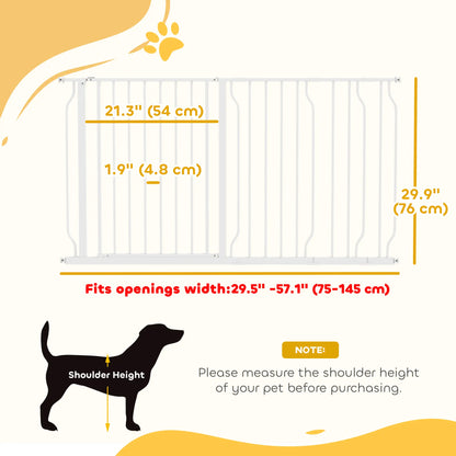 30"-57" Easy Install Pet Gate, Door & Double Lock, Extra Wide, White Houses, Kennels & Pens at Gallery Canada