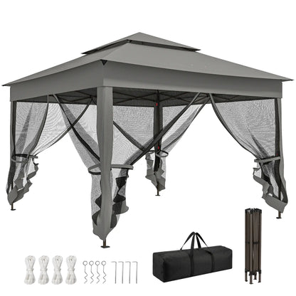 11' x 11' Pop Up Canopy, 2-Tier Soft Top Shelter, Dark Grey Pop Up Canopies at Gallery Canada