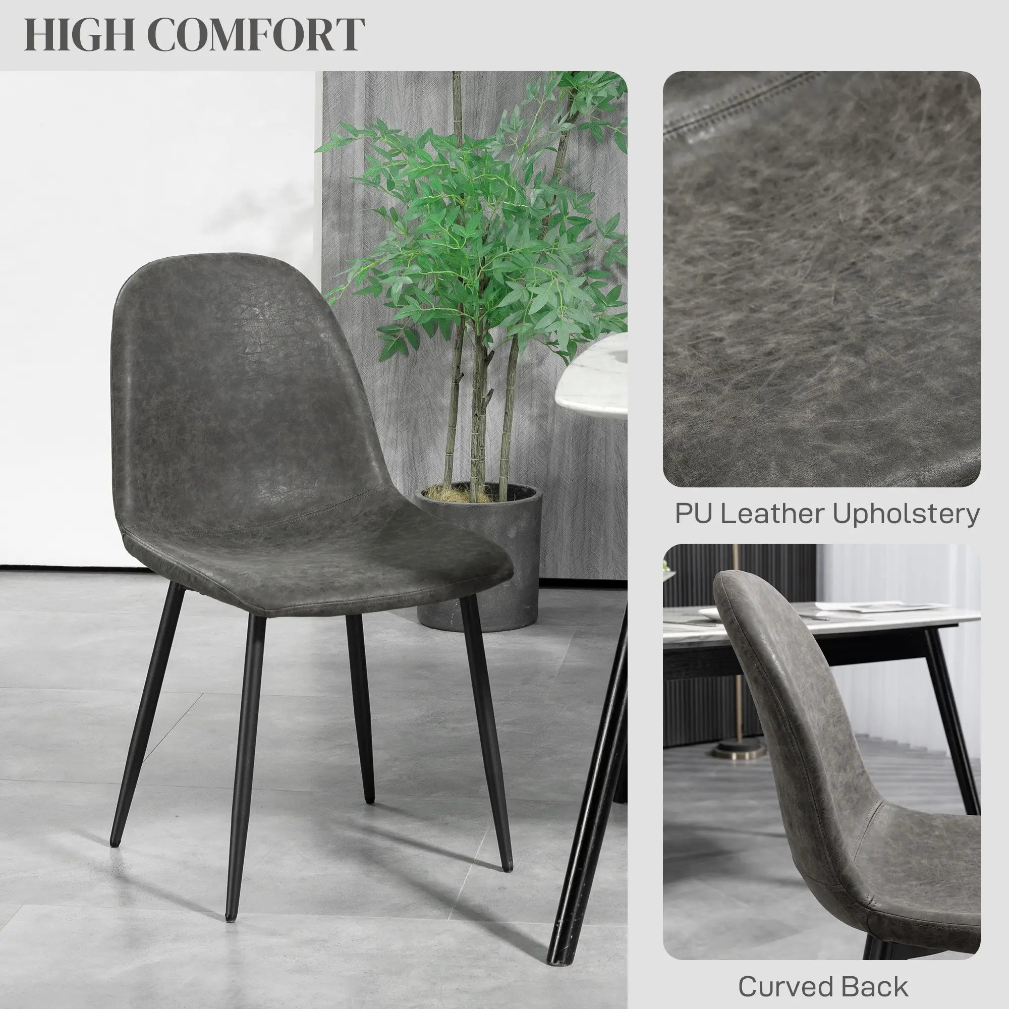 Retro Dining Table Chairs Set of 4, PU Leather Upholstered Bar Stools at Gallery Canada