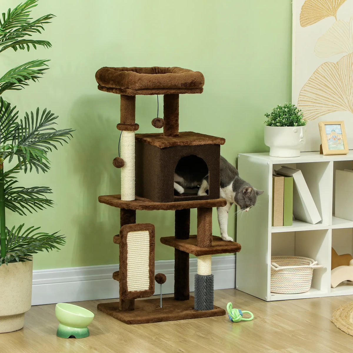 41" Cat Tree with Scratching Posts, Bed, Condo & Toys Multi-Level Cat Towers at Gallery Canada