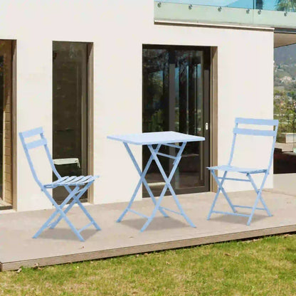 3 Piece Bistro Set, Foldable Patio Chairs, Square Table, Blue Bistro Sets at Gallery Canada