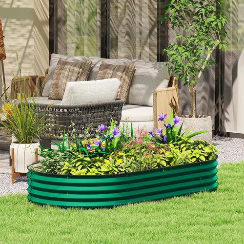 6' x 3' x 1' Galvanized Raised Garden Bed, Green Outdoor Planter Box, Green