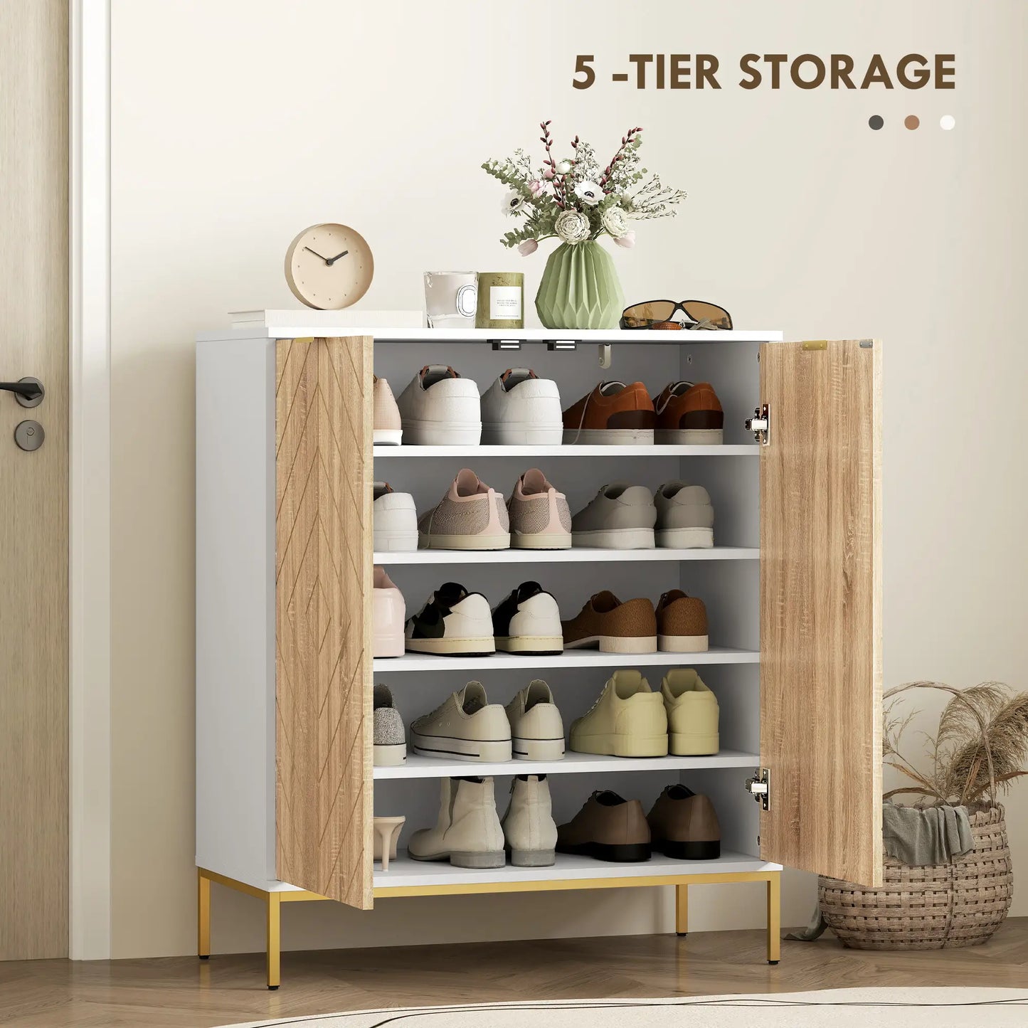 Shoe Storage Cabinet for 15 Pairs, Adjustable Shelves, White Shoe Storage Cabinets & Racks at Gallery Canada