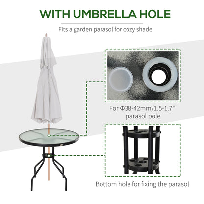 31.5" Round Outdoor Bistro Table, Tempered Glass Coffee Side Table Patio Side Tables at Gallery Canada