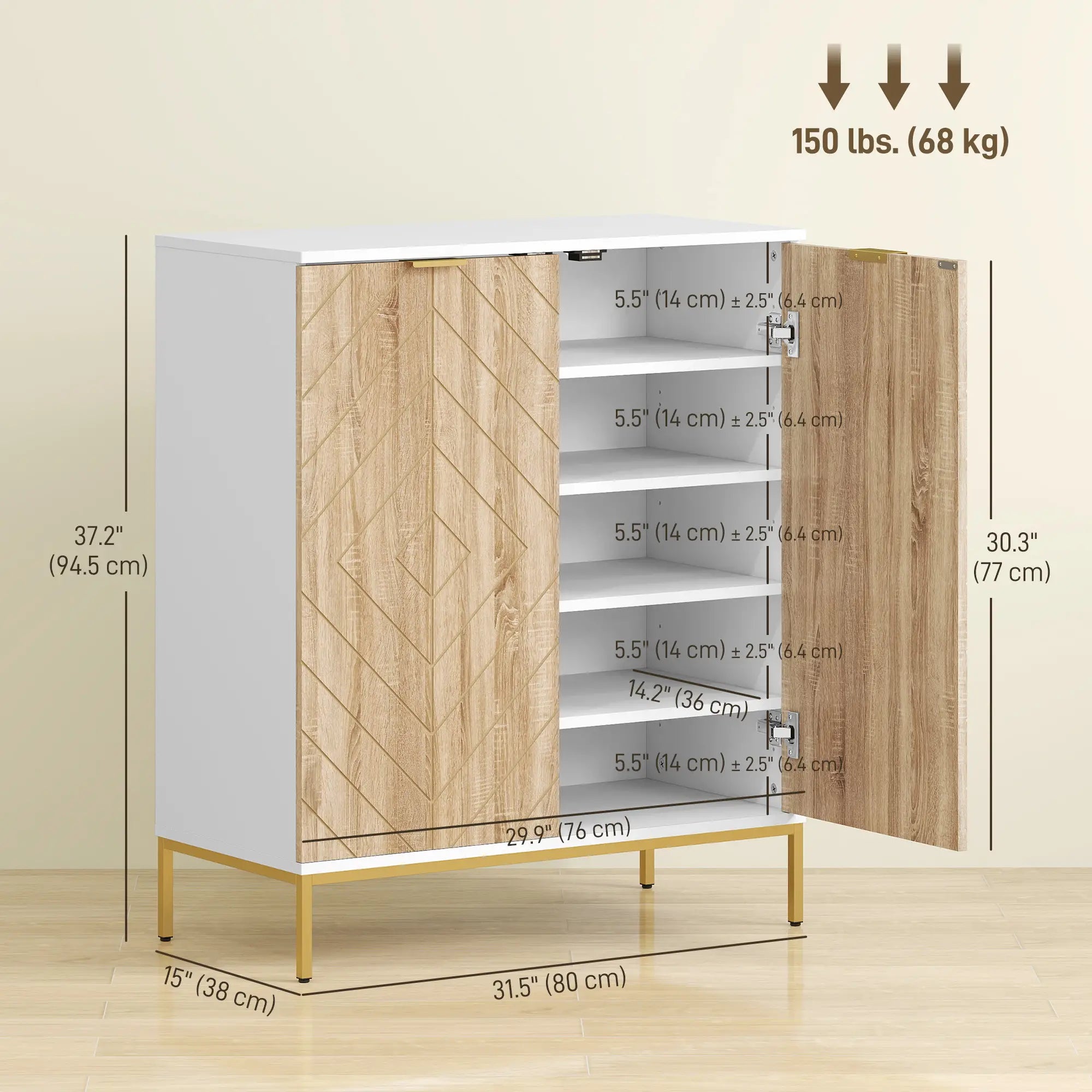 Shoe Storage Cabinet for 15 Pairs, Adjustable Shelves, White Shoe Storage Cabinets & Racks at Gallery Canada