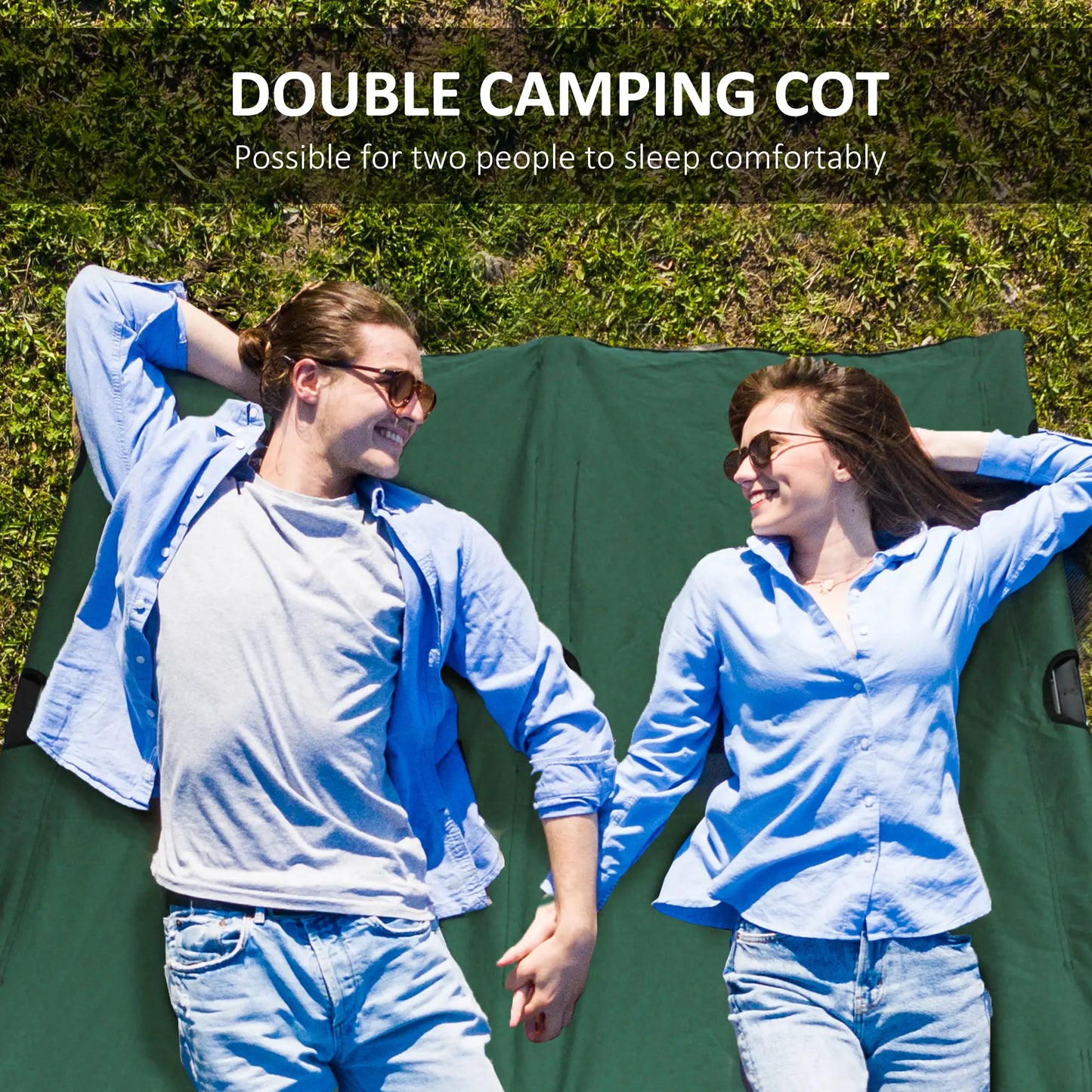 76" Two Person Folding Camping Cot, Portable Military Bed, Green Camping Cots at Gallery Canada