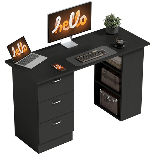 Computer Desk With Shelves And Drawers, 47", Black Writing Desks Black at Gallery Canada