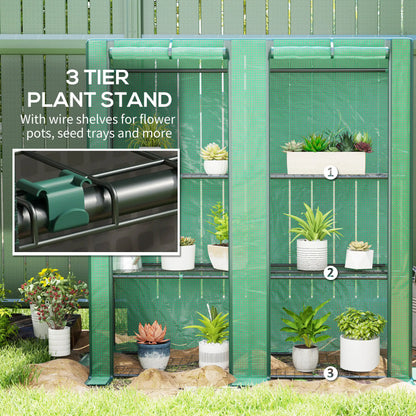 Lean-To Greenhouse, 3 Tier Shelves, 2 Roll-Up Doors, Indoor Outdoor, Green Greenhouses at Gallery Canada