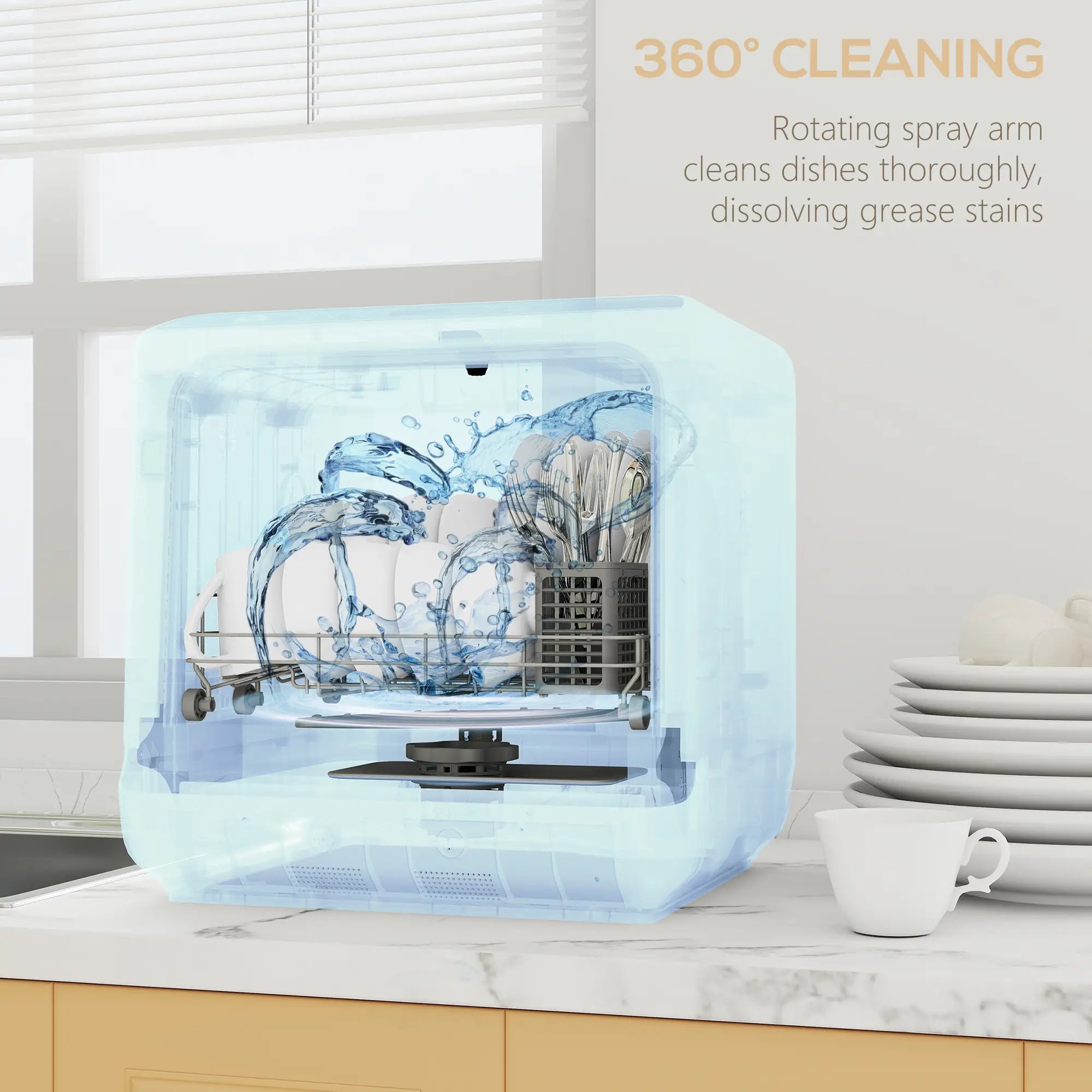 Countertop Dishwasher, 6L Water Tank, 5 Wash Programs, White Small Kitchen Appliances at Gallery Canada