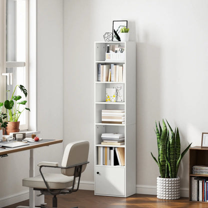 7-Tier Bookcase, Display Shelf with Cabinet, White Display Bookshelves at Gallery Canada