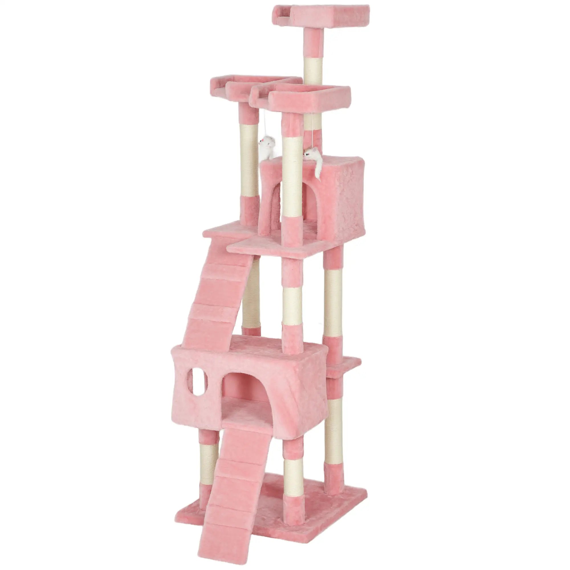 68-Inch Multi-Level Cat Scratching Tree, Kitty Activity Center, Pink Multi-Level Cat Towers Pink at Gallery Canada