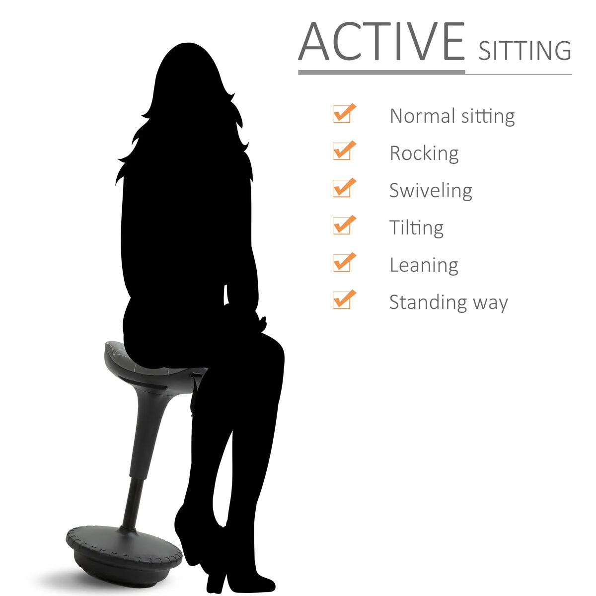 Backless Wobble Stool, Adjustable Standing Desk Chair, Grey Task Chairs at Gallery Canada