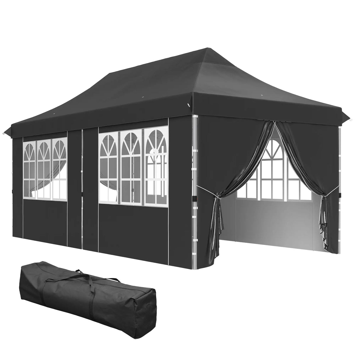 20x10 Pop Up Canopy With 6 Removable Sidewalls, Sand Bags, Grey Pop Up Canopies at Gallery Canada