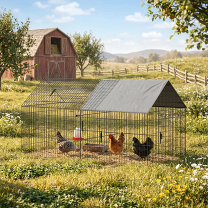 Large Metal Chicken Coop, Water-Resistant Anti-UV Cover, 4 Doors Chicken Coops at Gallery Canada