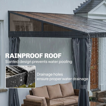 10' x 13' Hardtop Pergola, PC Roof Gazebo, Sun Shelter with Curtains Pergolas at Gallery Canada