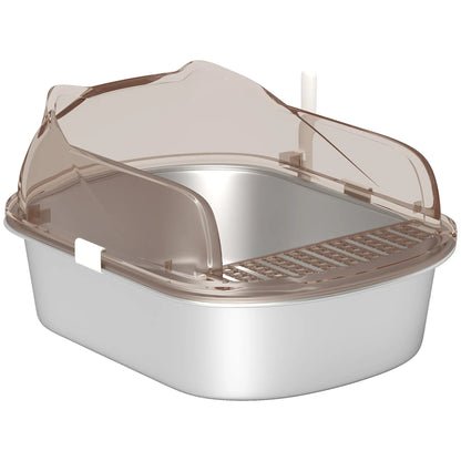 Stainless Steel Cat Litter Box, High Sided, Steps, Scoop, Anti-Leak Cat Litter Box Enclosures Charcaol Grey at Gallery Canada