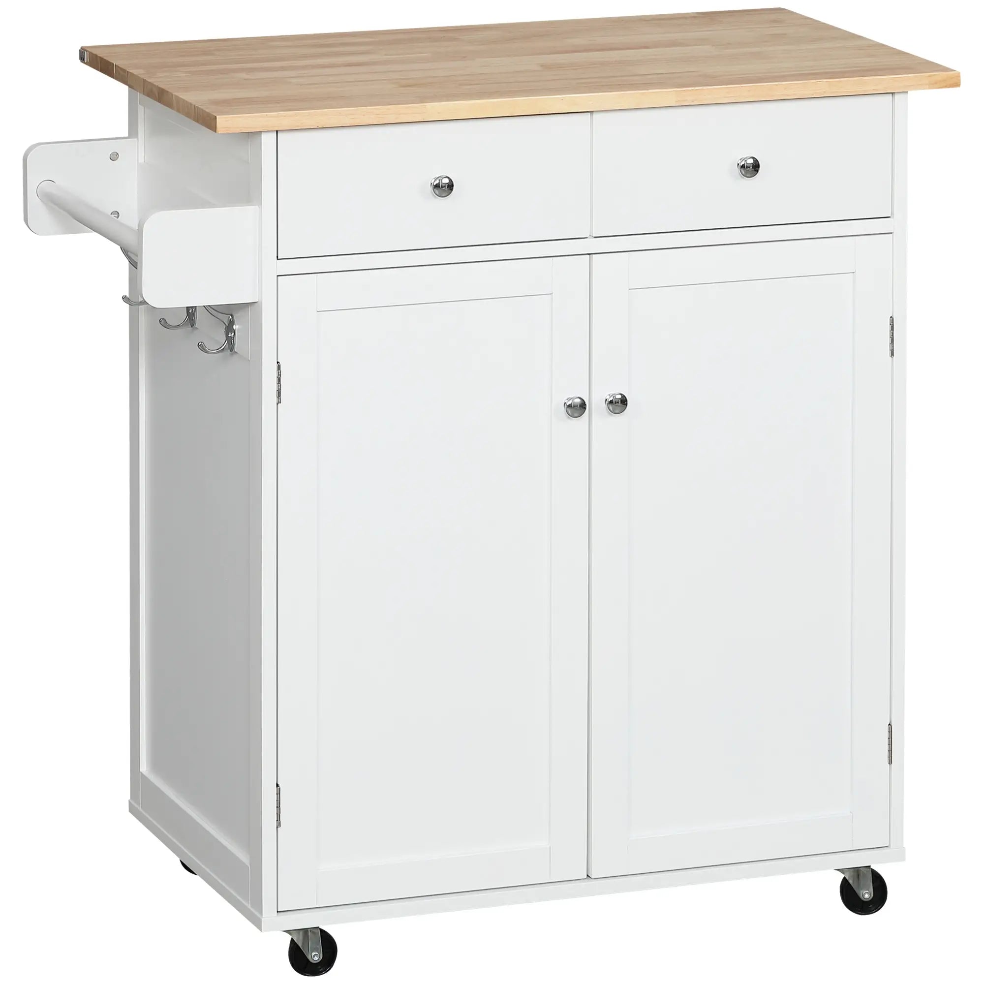 Rolling Kitchen Island with Storage, Adjustable Shelf, White Kitchen Islands & Kitchen Carts at Gallery Canada