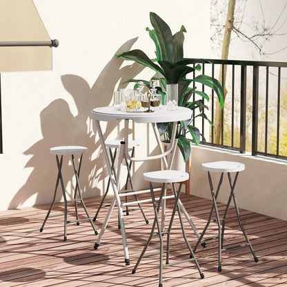 31.5" Bar Height Patio Table, Outdoor Folding Table, HDPE Top, Locking Steel Legs, White Patio Dinning Tables at Gallery Canada